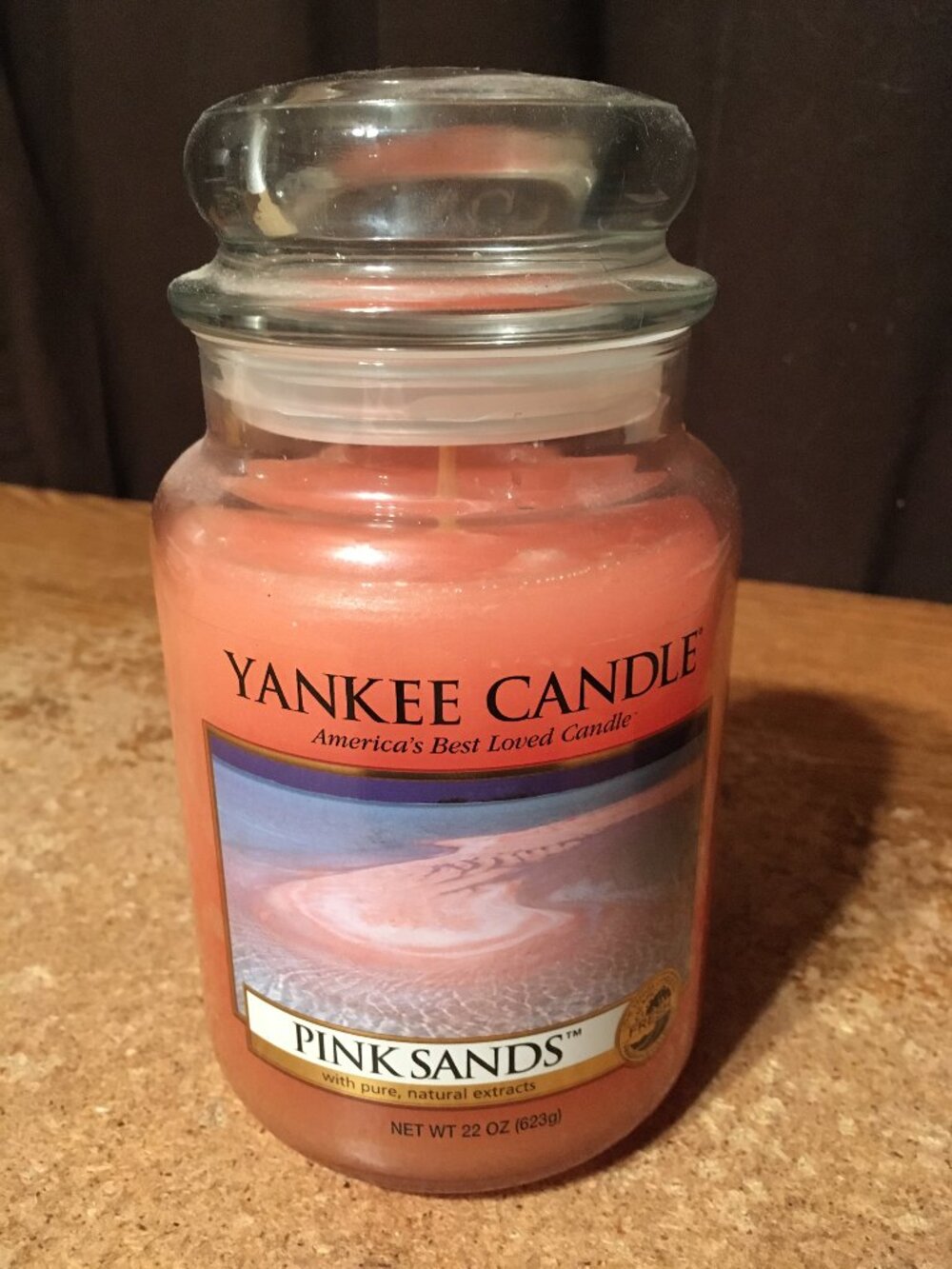 YANKEE CANDLE PINK SANDS 22 OZ LARGE JAR W LID SCENTED NEW